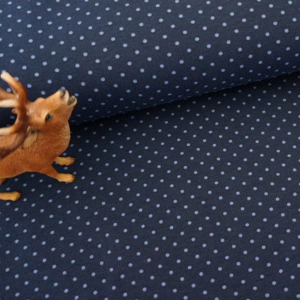 Jersey Punkte, 2 mm, Dunkelblau/Blau, Meterware