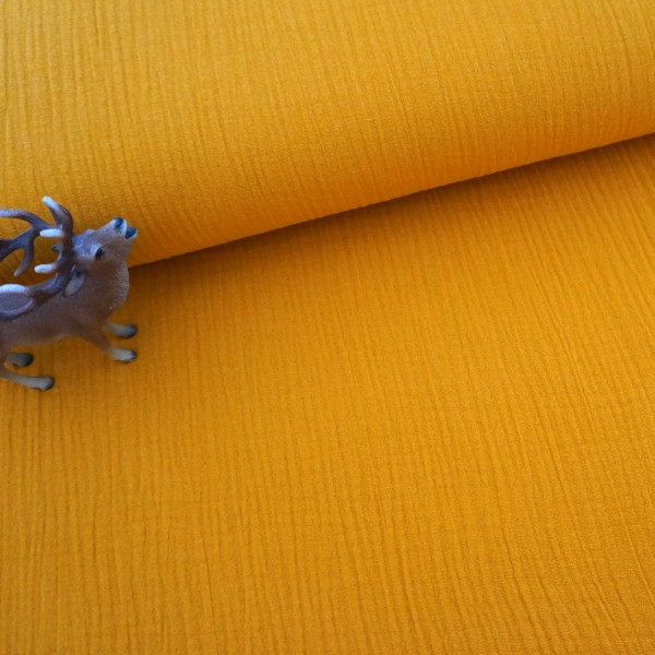 Musselin, Double Gauze, Uni, Senf, Meterware