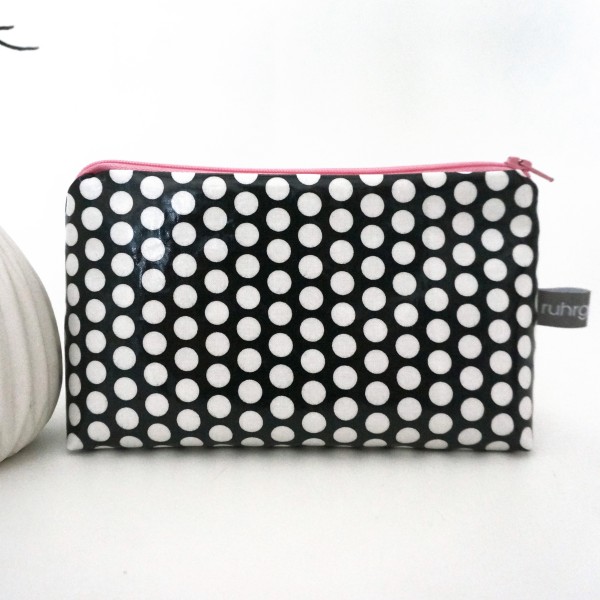 Kosmetiktasche, Schminktasche, Wachstuch, Fresh Dots, Black