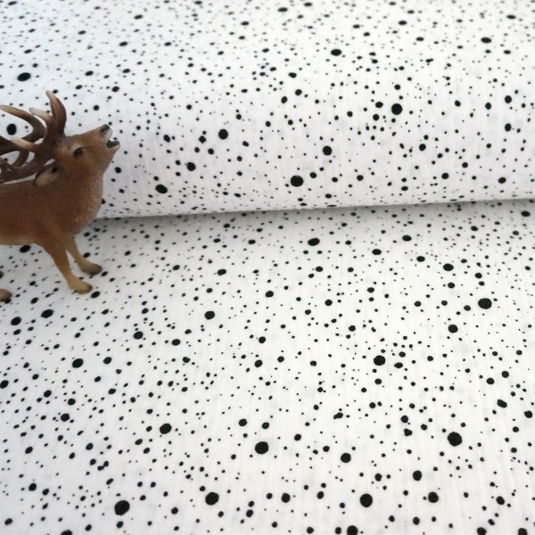 Musselin, Double Gauze, Sprenkel, Off-White, Meterware