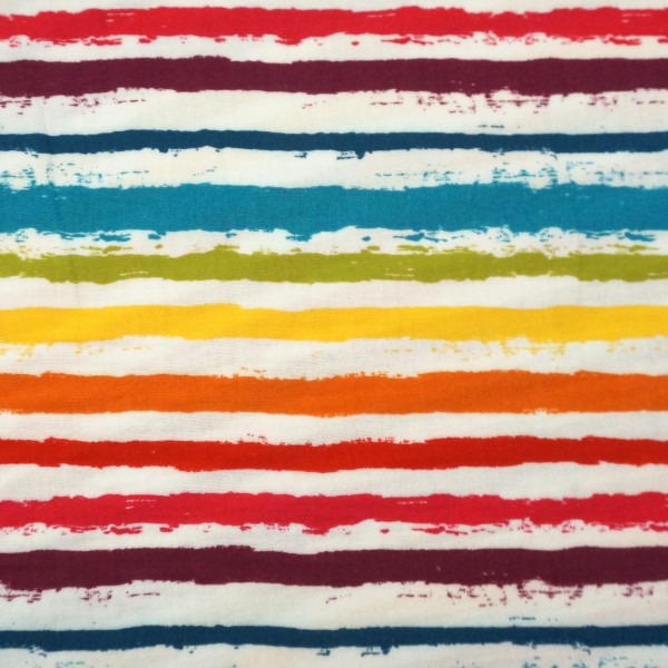 Musselin, Double Gauze, bunte Streifen, Wasserfarbe, Meterware