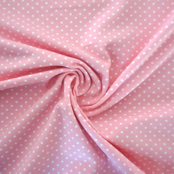 Jersey, Verena, kleine Punkte, Rosa/Weiß, Meterware