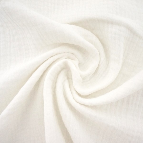 Musselin, Double Gauze, Uni, Naturweiß, Ecru, Meterware