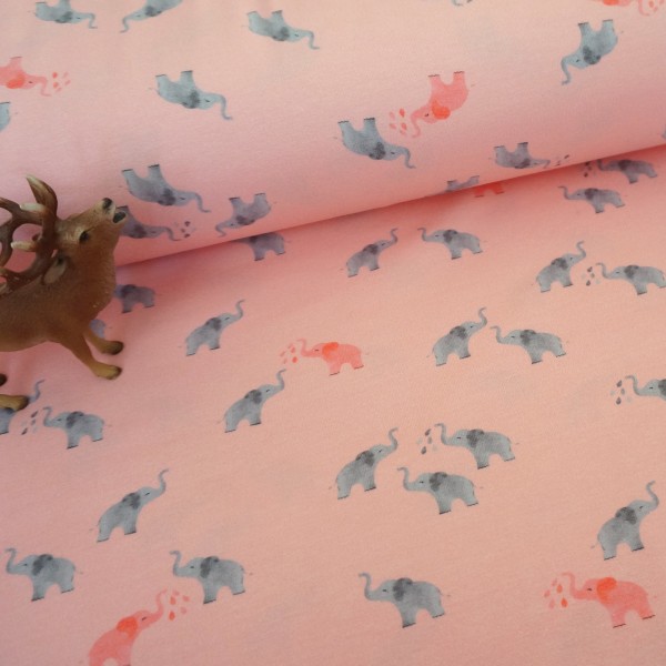 Jersey, Elefanten digital, Rosa, Meterware