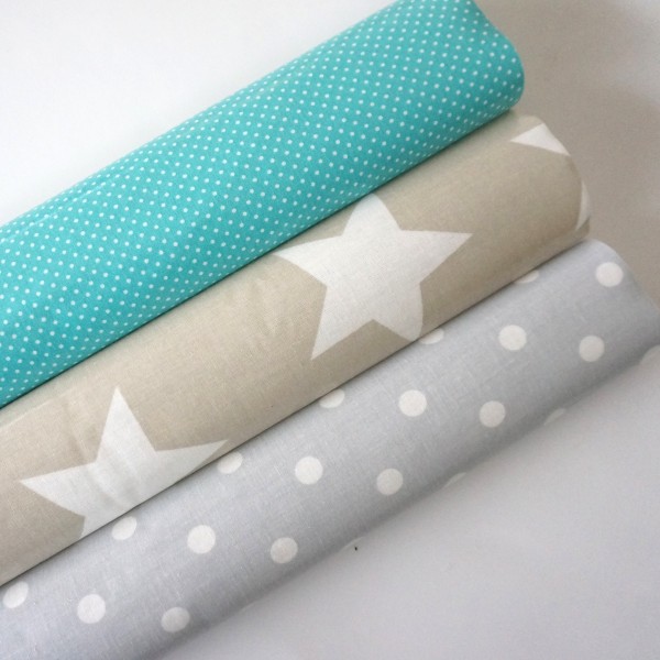 Stoffpaket A.U Maison Wachstuch, Grau, Blau, Toffee