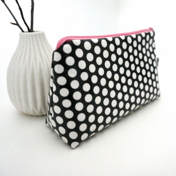 Kosmetiktasche, Schminktasche, Wachstuch, Fresh Dots, Black