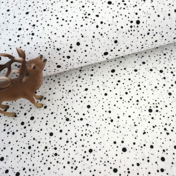 Musselin, Double Gauze, Sprenkel, Off-White, Meterware