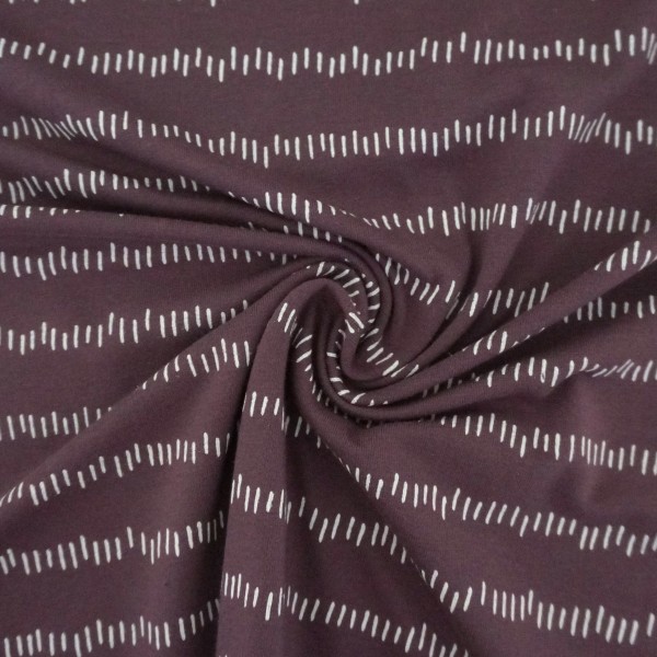 Jersey, unregelmäßige Striche, Mauve, Meterware