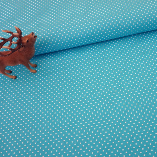 Baumwollstoff, kleine Punkte, 2mm, Judith, Türkis, Meterware