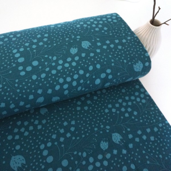 REST, Musselin, Double Gauze, Fräulein Tulpe Petrol/Mint, Meterware