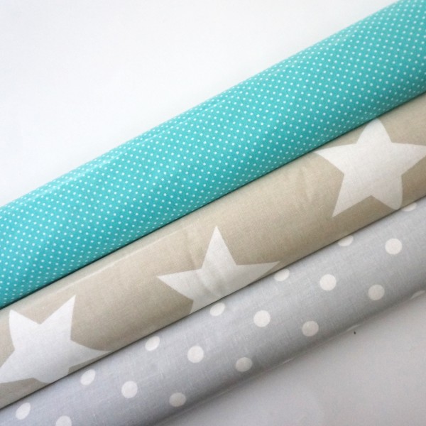 Stoffpaket A.U Maison Wachstuch, Grau, Blau, Toffee