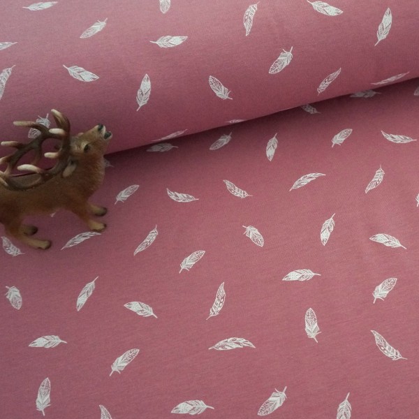 Jersey, Federn, Altrosa, Meterware