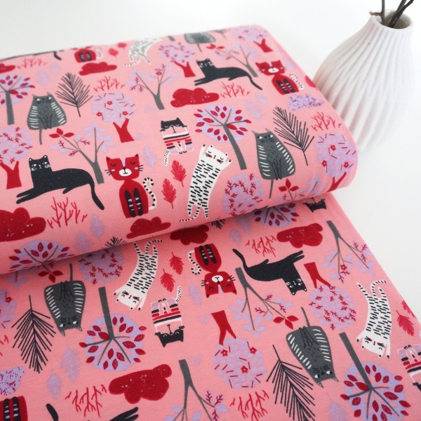 Jersey, Cats Miau, Rosa, Meterware