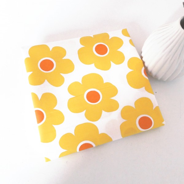 Reststück Baumwollstoff Blüten Gelb, Meterware