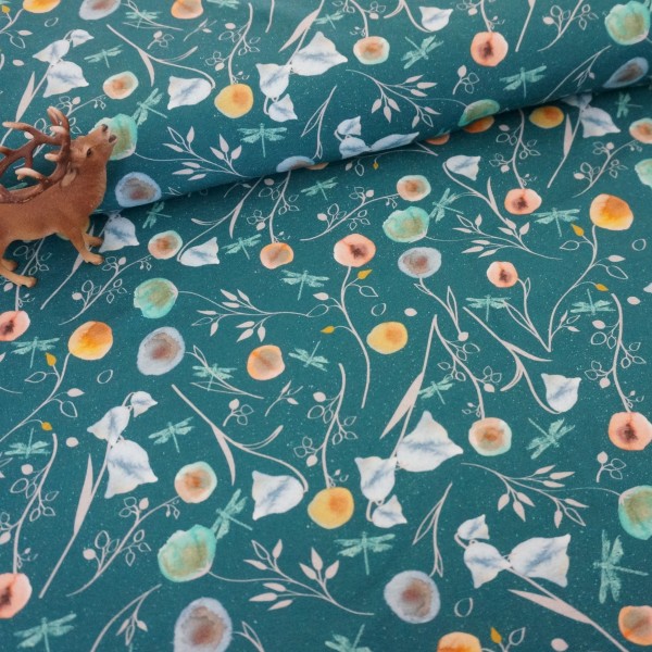 Jersey, Joy, Aquarell, Blüten, Libellen swafing, Meterware