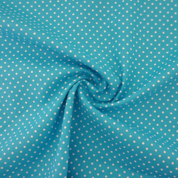 Baumwollstoff, kleine Punkte, 2mm, Judith, Türkis, Meterware