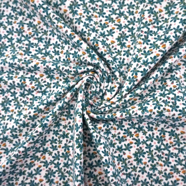 Jersey, Streublumen, Petrolblau, Meterware