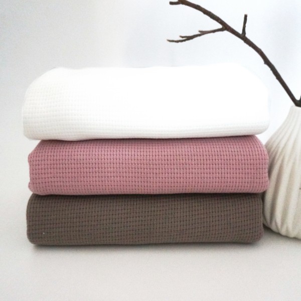 Waffelstrick, Waffeljersey, Uni, Altrosa hell, Meterware