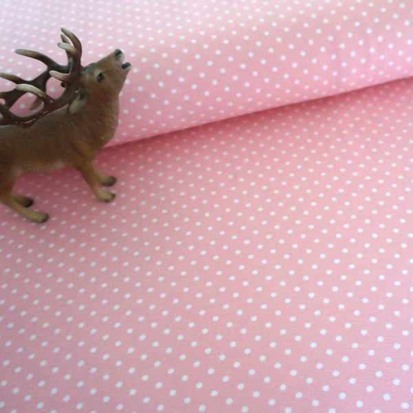 Jersey, Verena, kleine Punkte, Rosa/Weiß, Meterware