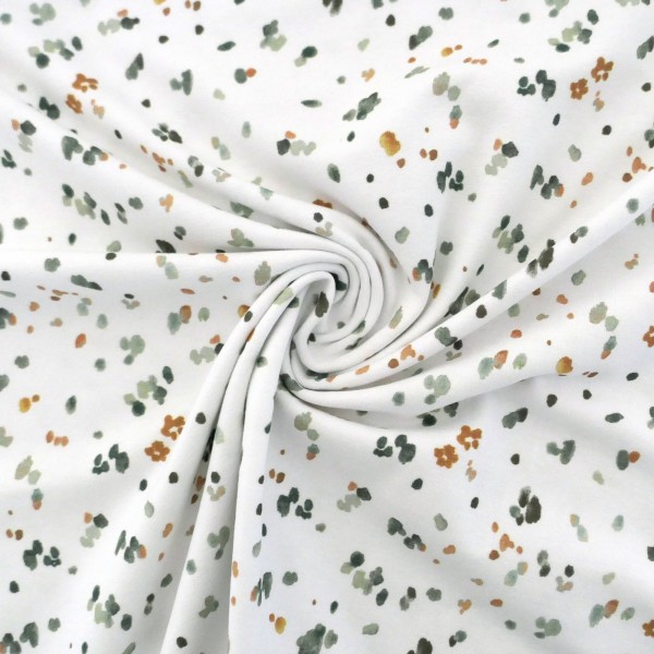 Jersey, Kleckse, Salbei, Smaragd, Meterware