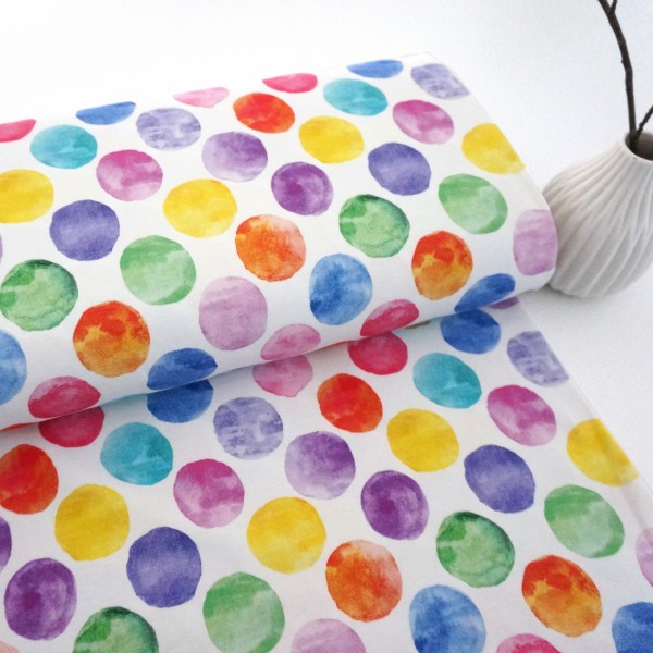 Jersey große Kleckse Bunt, Aquarelltechnik, Meterware