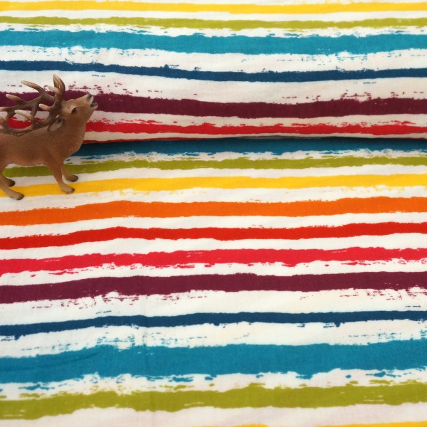 Musselin, Double Gauze, bunte Streifen, Wasserfarbe, Meterware