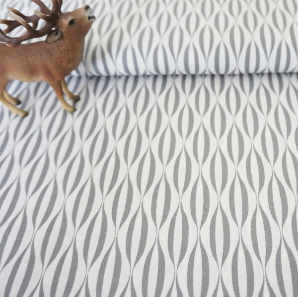 Baumwollstoff, Patchwork, Zen Chic Flow, Bänder, Fog