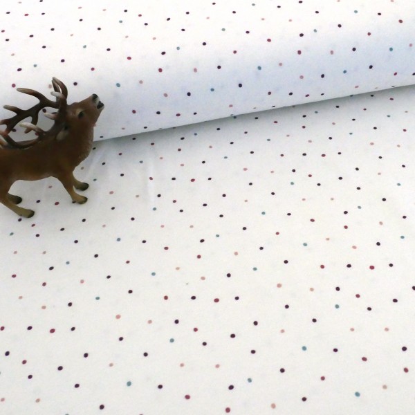 Jersey, kleine Punkte, Off-White, Altrosa, Mauve, Blau, Meterware