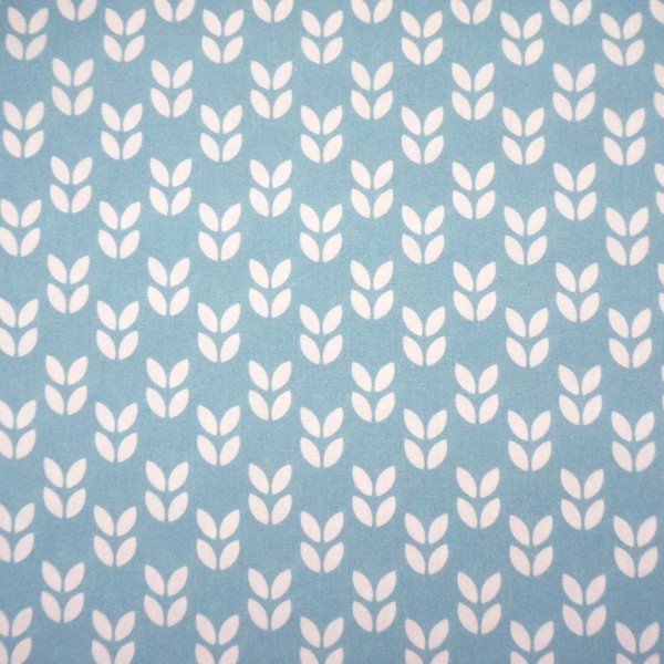 Baumwollstoff, Popeline, Kansas, Blätter, Hellblau, swafing, Meterware