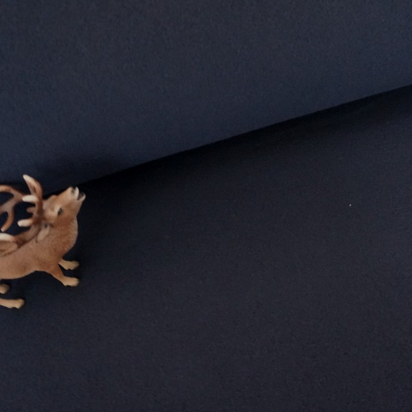 Baumwollfleece, Dunkelblau, Uni, Meterware