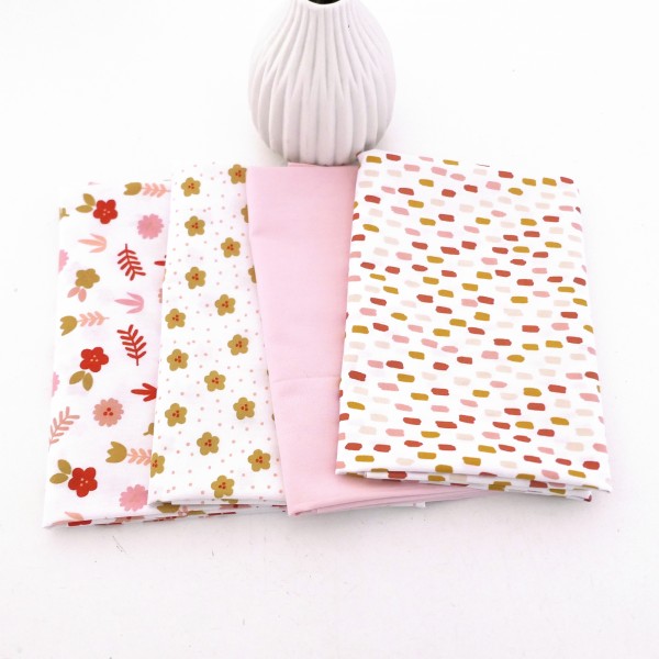 Stoffpaket Baumwolle, Streublumen, Pinselstriche, Uni, Patchwork