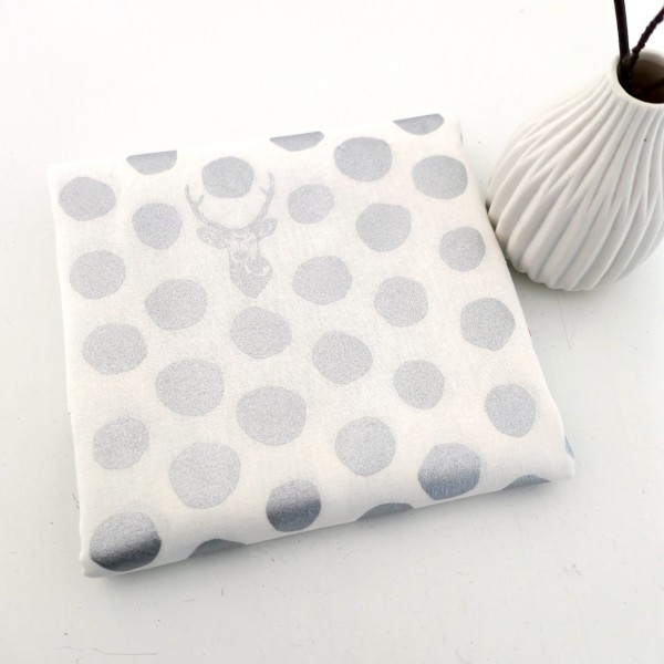 Reststück echino Canvas Halbleinen Hirsch Deer&Dot Silber