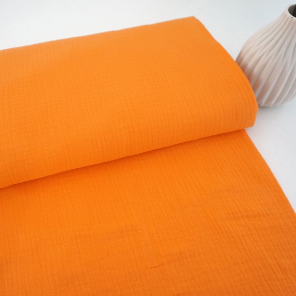 Musselin, Double Gauze, Neonorange Uni, Meterware