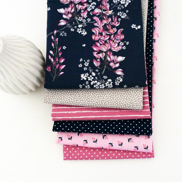 6 x 50 x 142 cm 'Wisteria' Blüten, Punkte, Kleckse, Linien, Patchwork, Paket