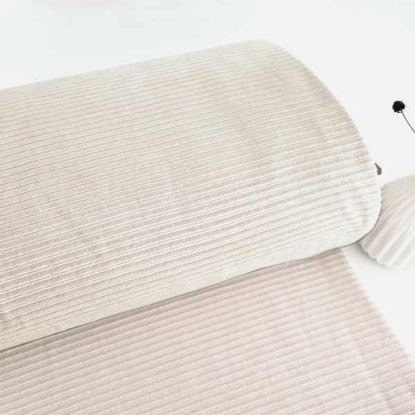 Cordjersey, Cordjersey, elastisch, Uni, Sandbeige, Meterware
