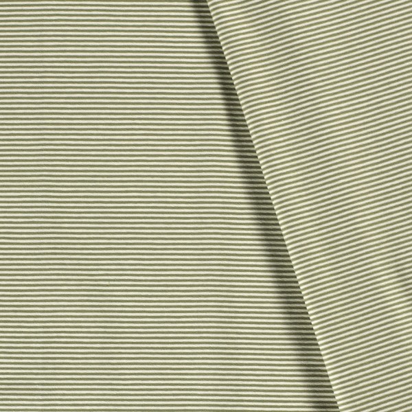 Ringeljersey 3 mm, Tannengrün/Weiß, Meterware