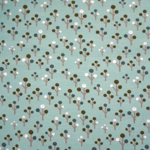 Jersey Bäume, Mint, Beige, Meterware