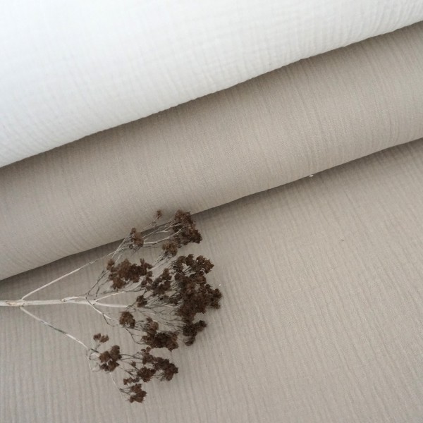 Musselin, Double Gauze, Uni, Sand, Beige, Meterware