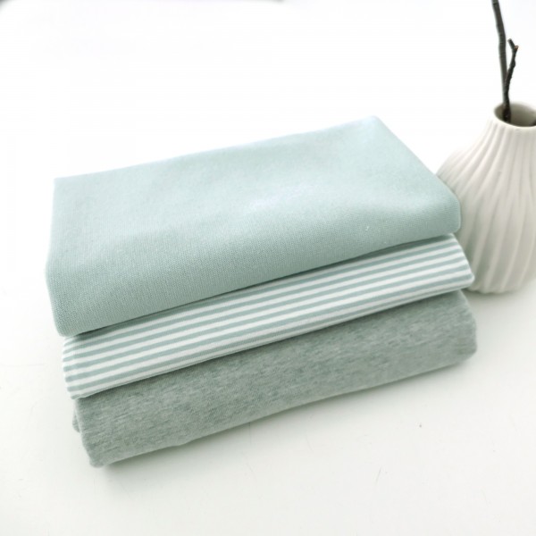 Stoffpaket Jersey, All-Mint, Ringel, Uni meliert, 50cm Bündchen
