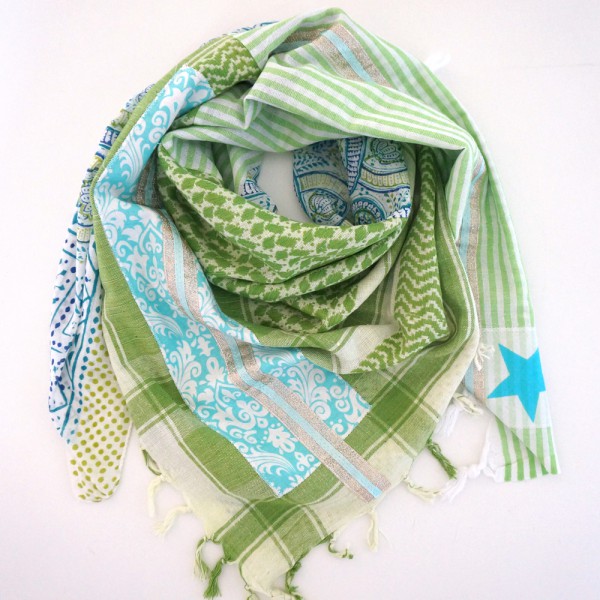 Sommertuch Unikat "Pimp my Pali", Grün-Türkis