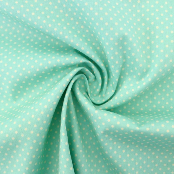 Baumwollstoff, Popeline, kleine Punkte, Mint, Meterware