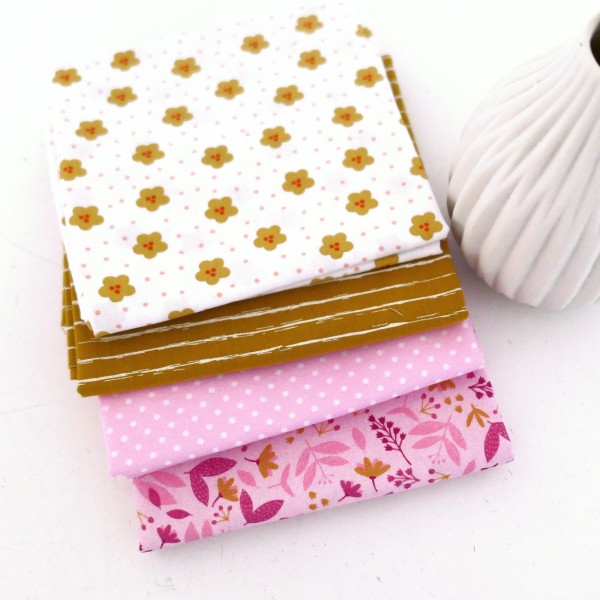 Stoffpaket Baumwolle, Fat Quarter, Blumen, Linien, Punkte, Patchwork