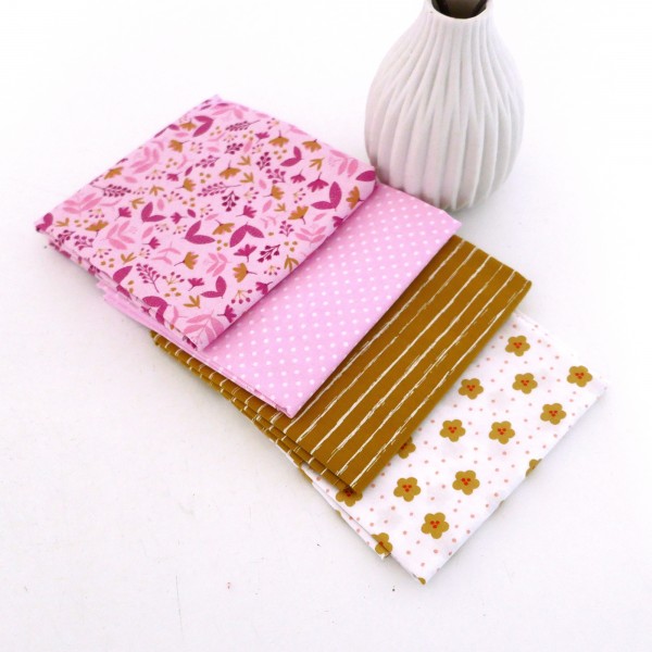 Stoffpaket Baumwolle, Fat Quarter, Blumen, Linien, Punkte, Patchwork