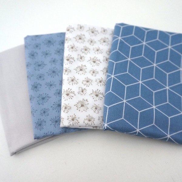 Stoffpaket Baumwolle, Dandelion, Blau, Grau, Baumwollstoff