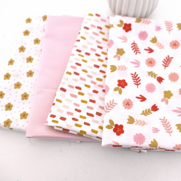 Stoffpaket Baumwolle, Streublumen, Pinselstriche, Uni, Patchwork
