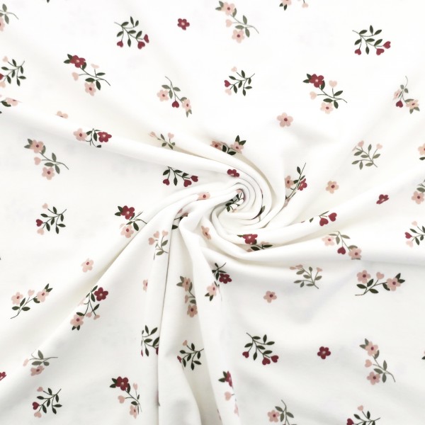 Jersey Streublumenzweige Off-White, Bunt, Meterware
