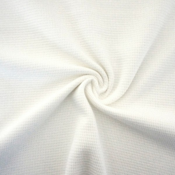 Waffelstrick, Waffeljersey, Uni, Naturweiß, Meterware
