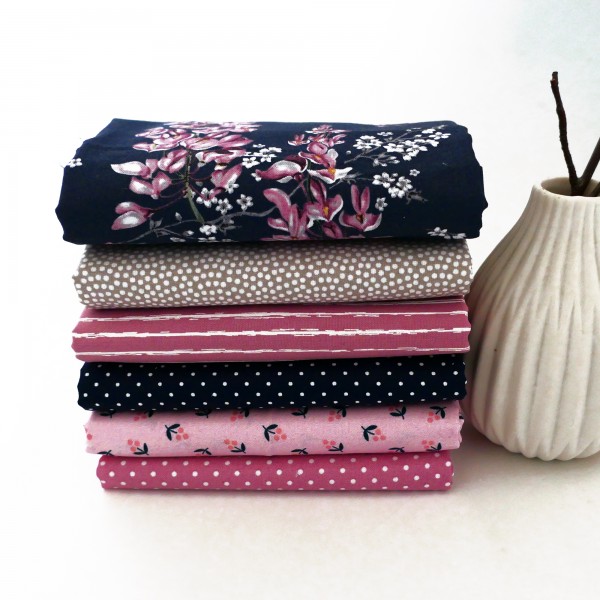 6 x 50 x 142 cm 'Wisteria' Blüten, Punkte, Kleckse, Linien, Patchwork, Paket