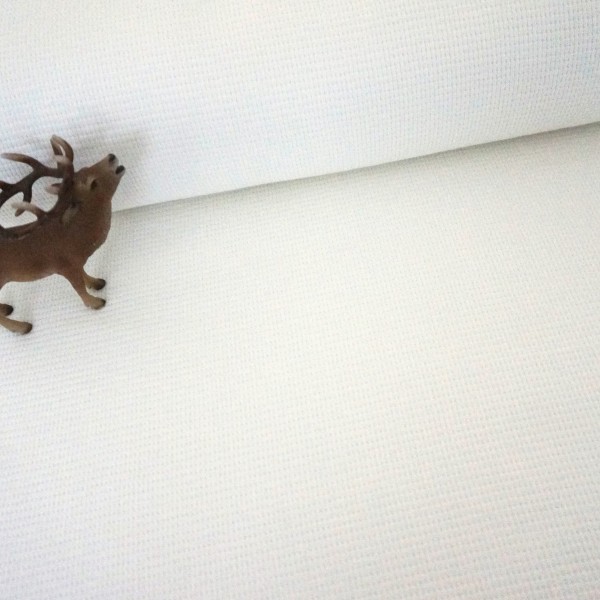 Waffelstrick, Waffeljersey, Uni, Naturweiß, Meterware