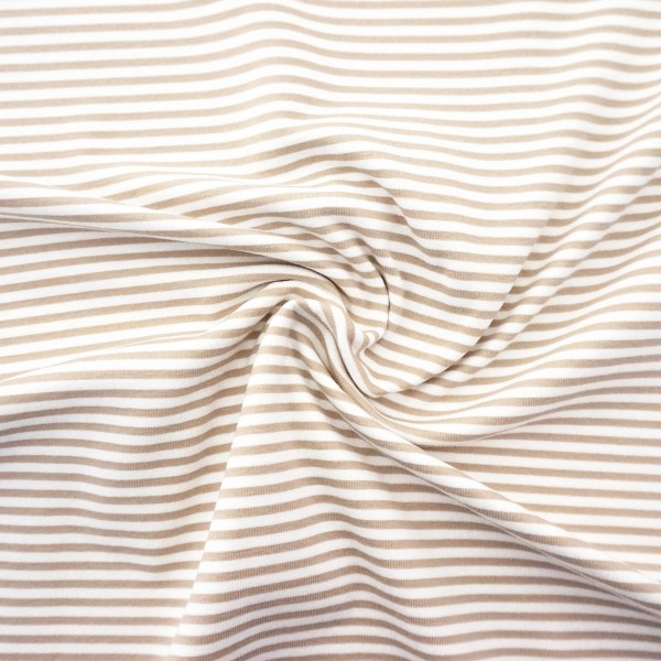 Ringeljersey Hellcreme/Weiß, Meterware